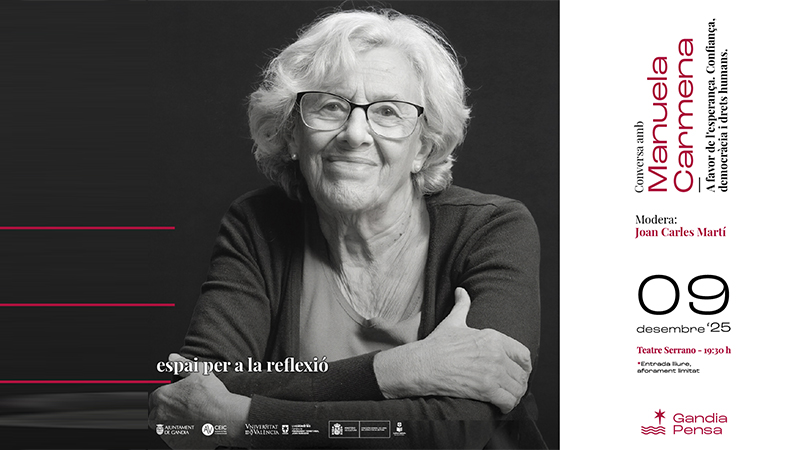 Manuela Carmena protagonizará la quinta jornada de 'Gandia Pensa' el 9 de diciembre
